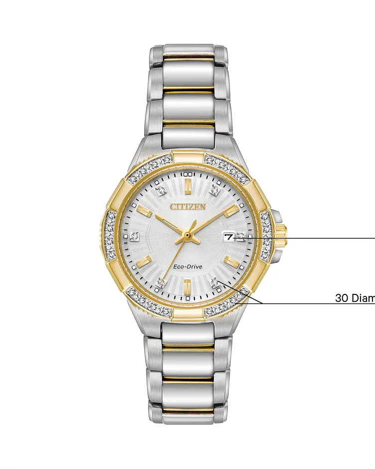 Riva - Ladies Eco-Drive EW2464-55A Diamond Steel Watch | CITIZEN