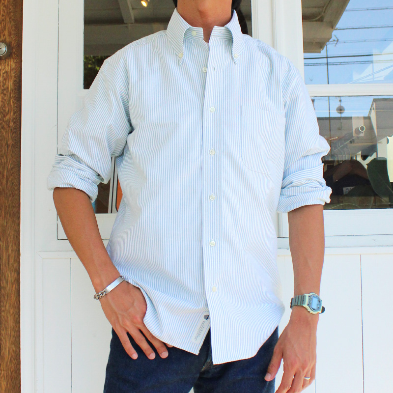 WORKERS Modified BD Shirt American Sea Island Cotton OX, Green