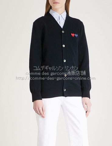 コムデギャルソン プレイ(Play) ダブルハート カーディガン ネイビー