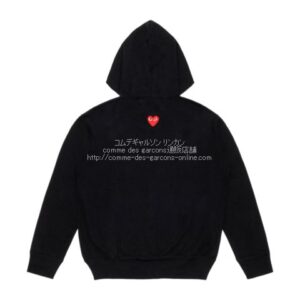 プレイ コムデギャルソン 襟首ワンポイント赤ハート コットン パーカー