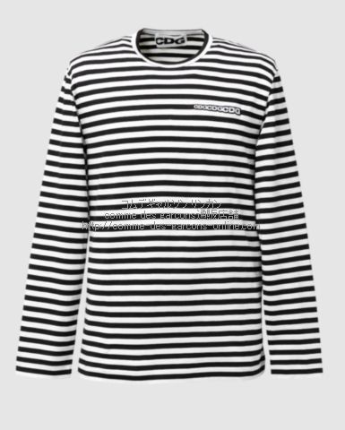 CDG コムデギャルソン ワッペンロゴ ボーダー長袖Tシャツ-ロンT