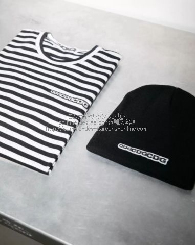 CDG コムデギャルソン ワッペンロゴ ボーダー長袖Tシャツ-ロンT