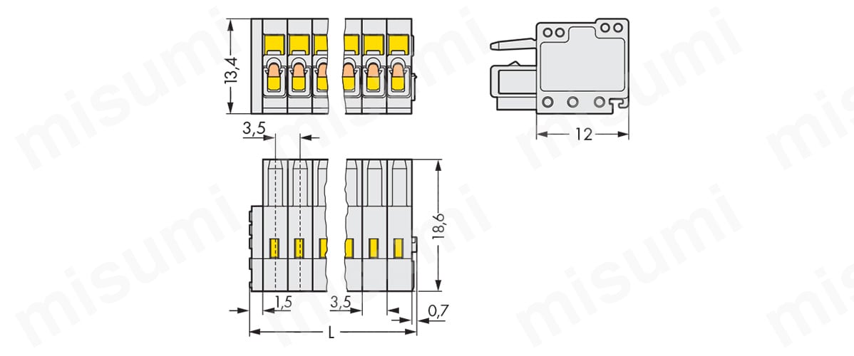 734-104 | スプリング式コネクタ・734シリーズ・3.5mmピッチ・メス