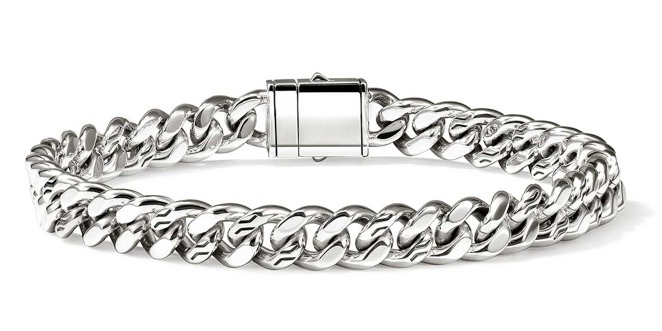 John Hardy Curb Chain 7mm Large Bracelet in Silver - BM99752XUL
