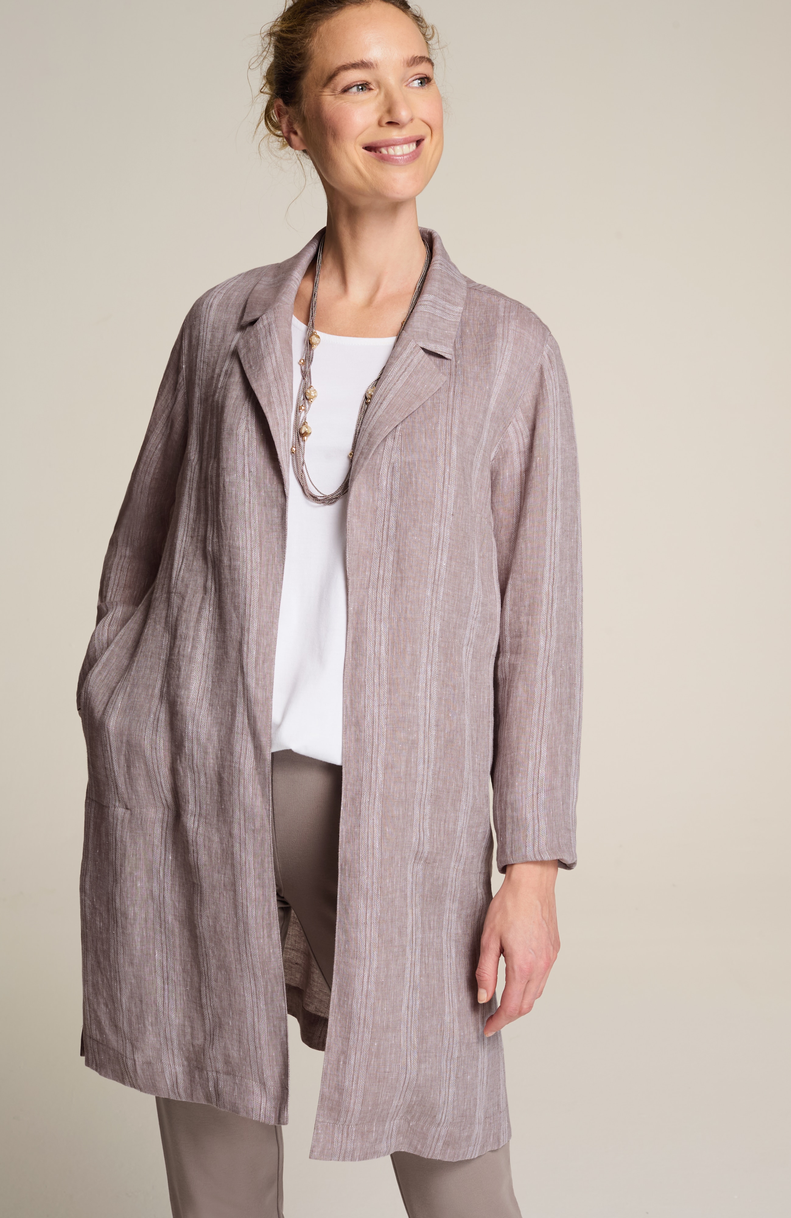 PURE JILL LINEN STRIPED DUSTER JACKET | JJill