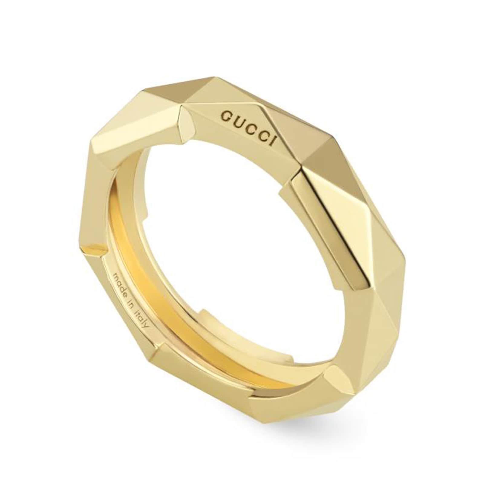 Gucci 18ct Yellow Gold Gucci Link to Love Studded Ring Size 7.25