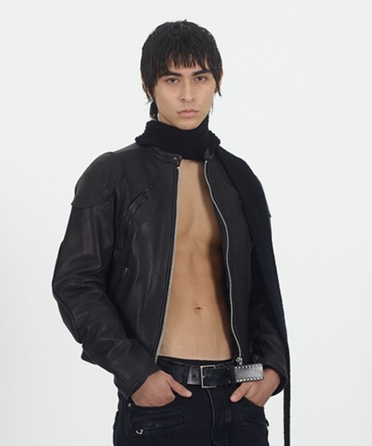 LEATHER MOTORCYCLE JACKET(2 BLACK): NVRFRGT: MENS｜CONZ ONLINE STORE