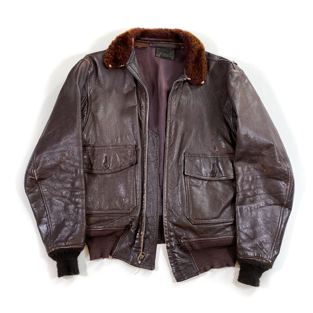 Vintage 50's USN G-1 Brown Leather Military Navy Flight Jacket