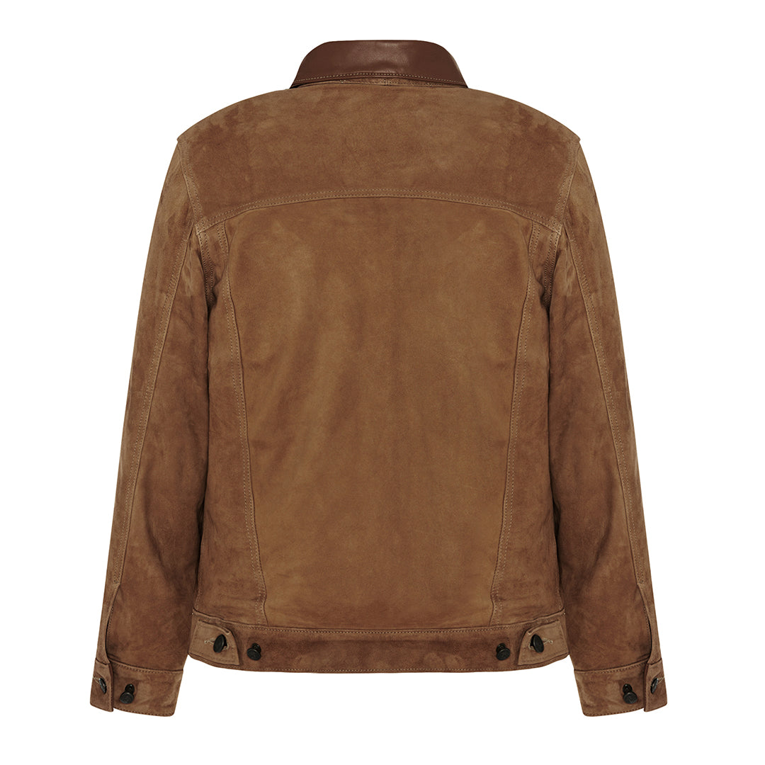 Men's Suede Trucker Jacket - Tan/Beige | Cockpit USA