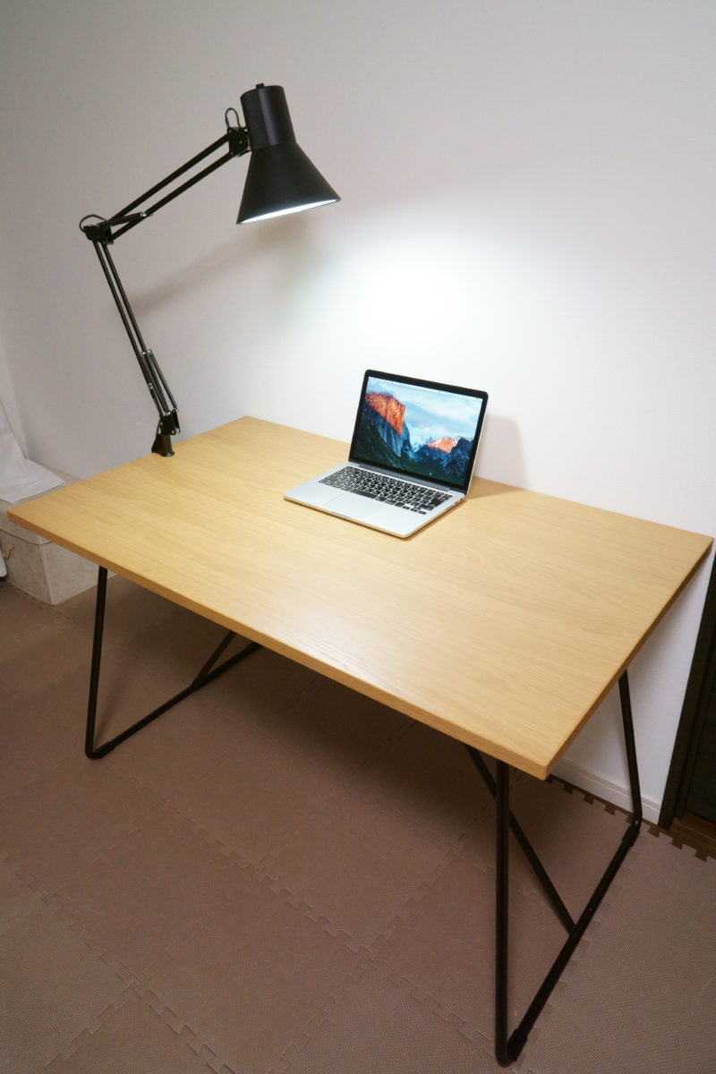 作業スペースに最適！！無印良品の【折りたたみテーブル120cmオーク
