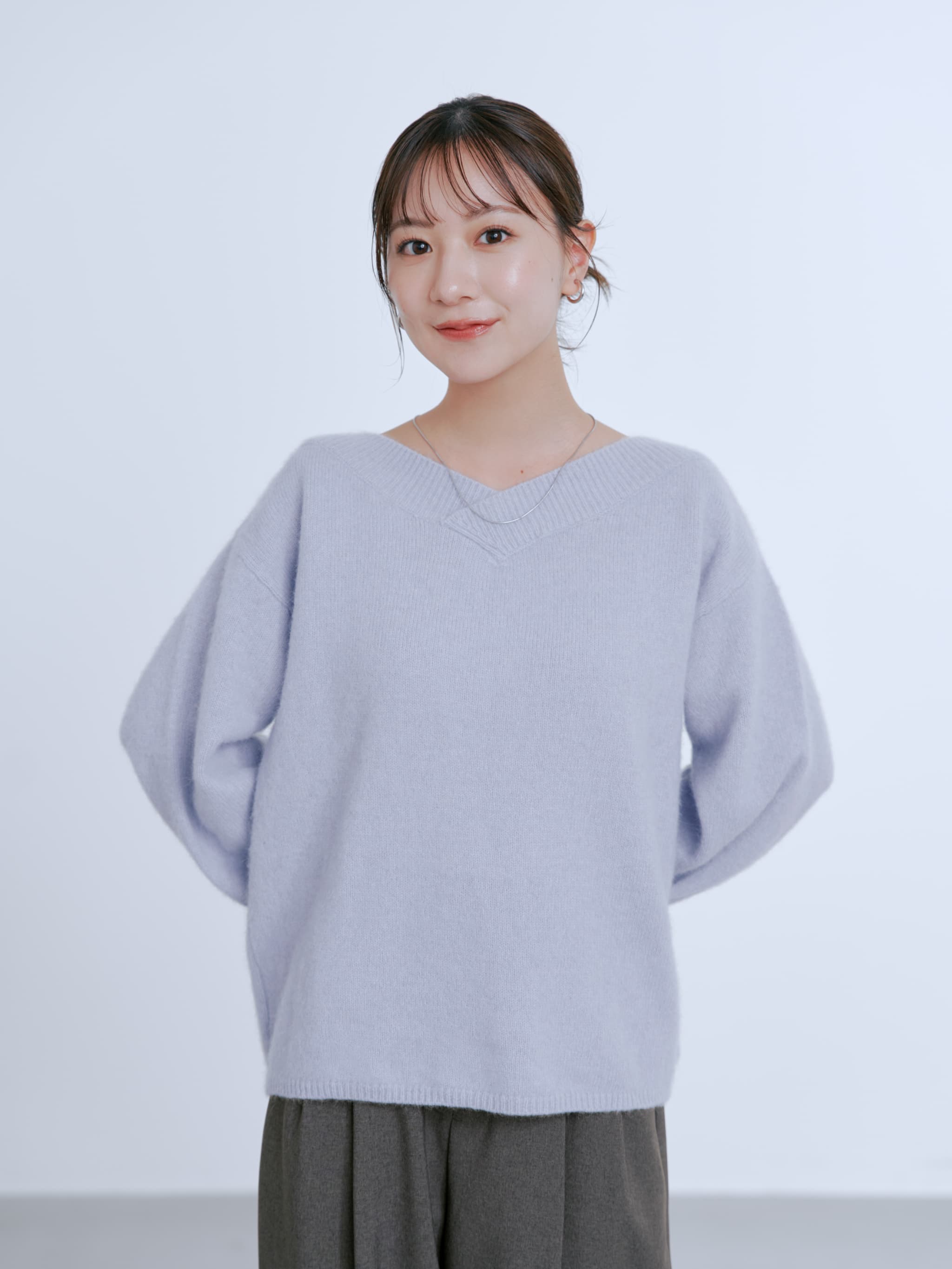 フォックスアンゴラ2wayネックニット | 小柄・低身長女性向け