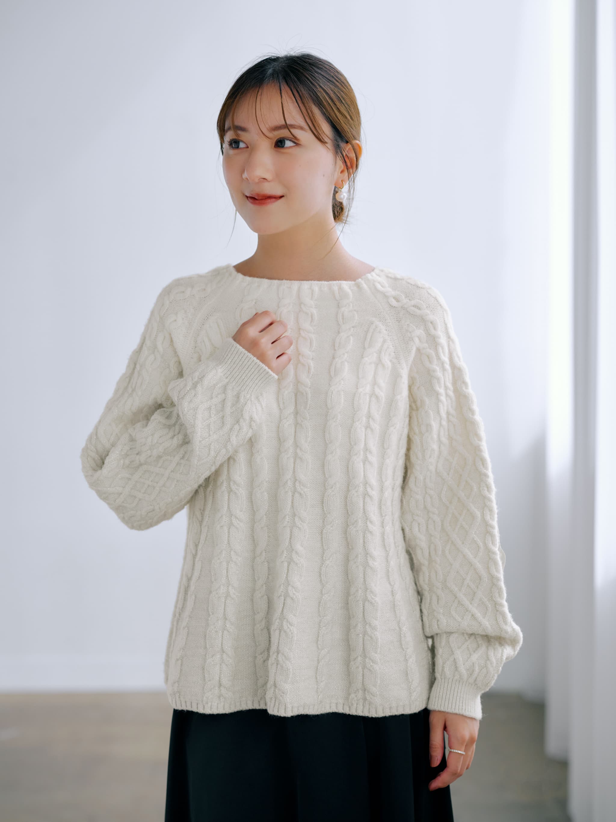 ラメグラデーションケーブルニット | 小柄・低身長女性向け