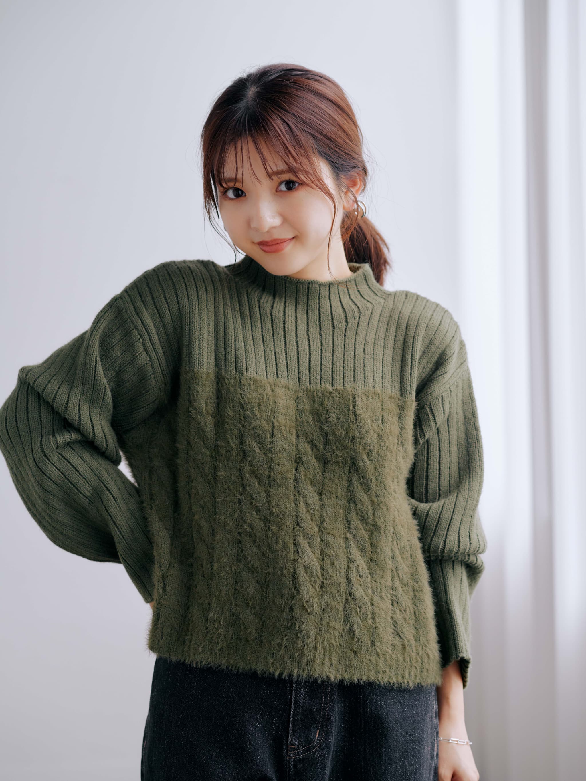 フェザーケーブルドッキングニット | 小柄・低身長女性向け