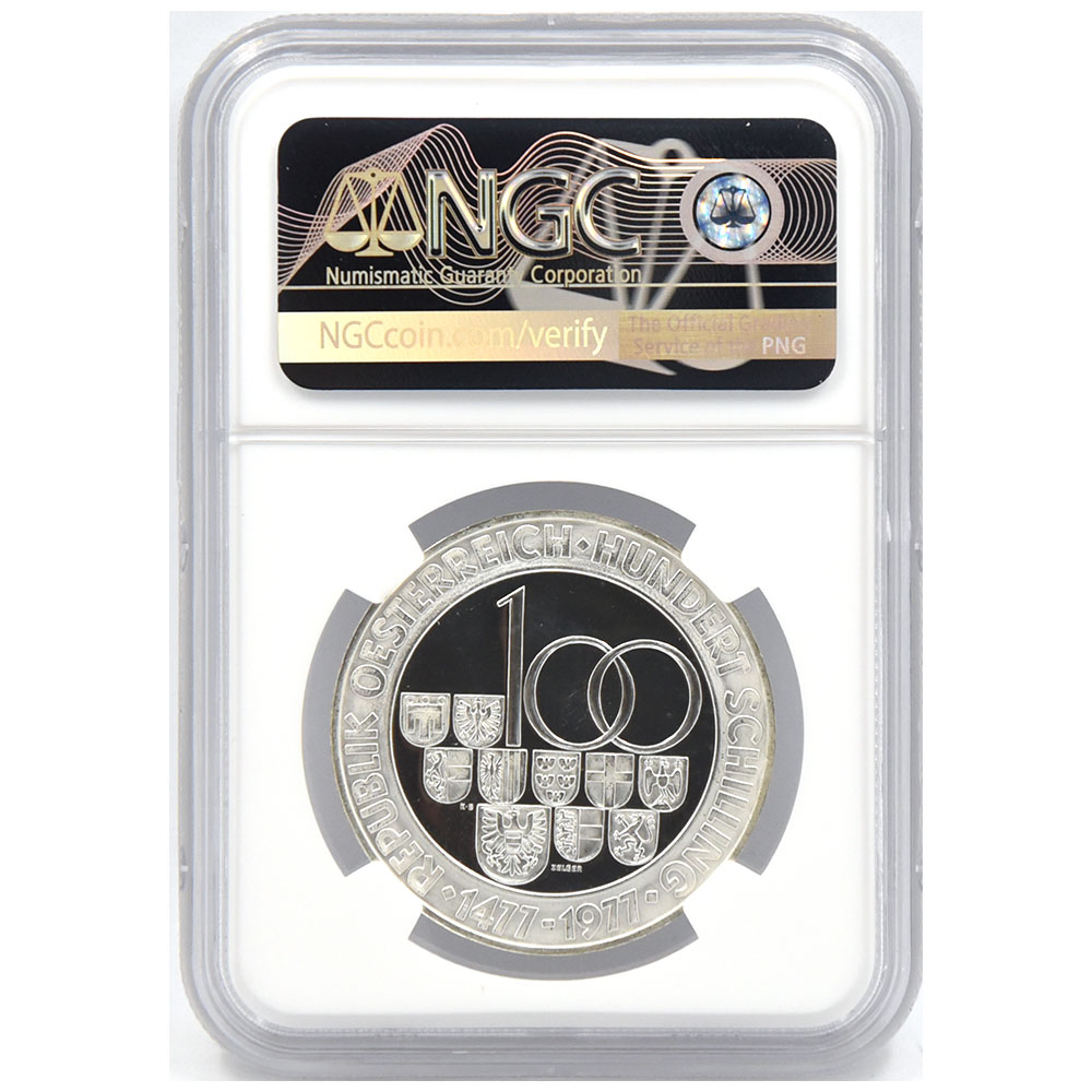 オーストリア 1977 100シリング 銀貨 NGC PF 68 ULTRA CAMEO ホール