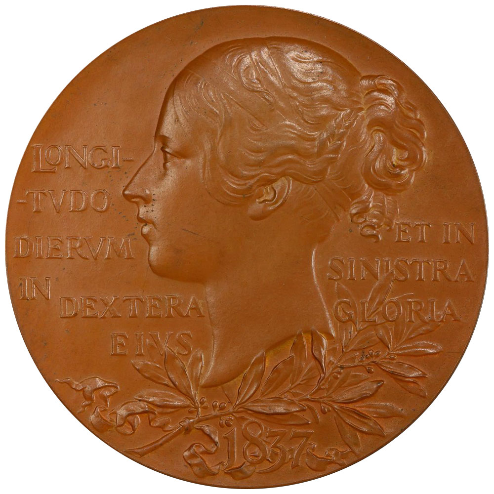 イギリス 1897 ヴィクトリア女王 メダル 銅貨 PCGS SP64 ダイアモンド