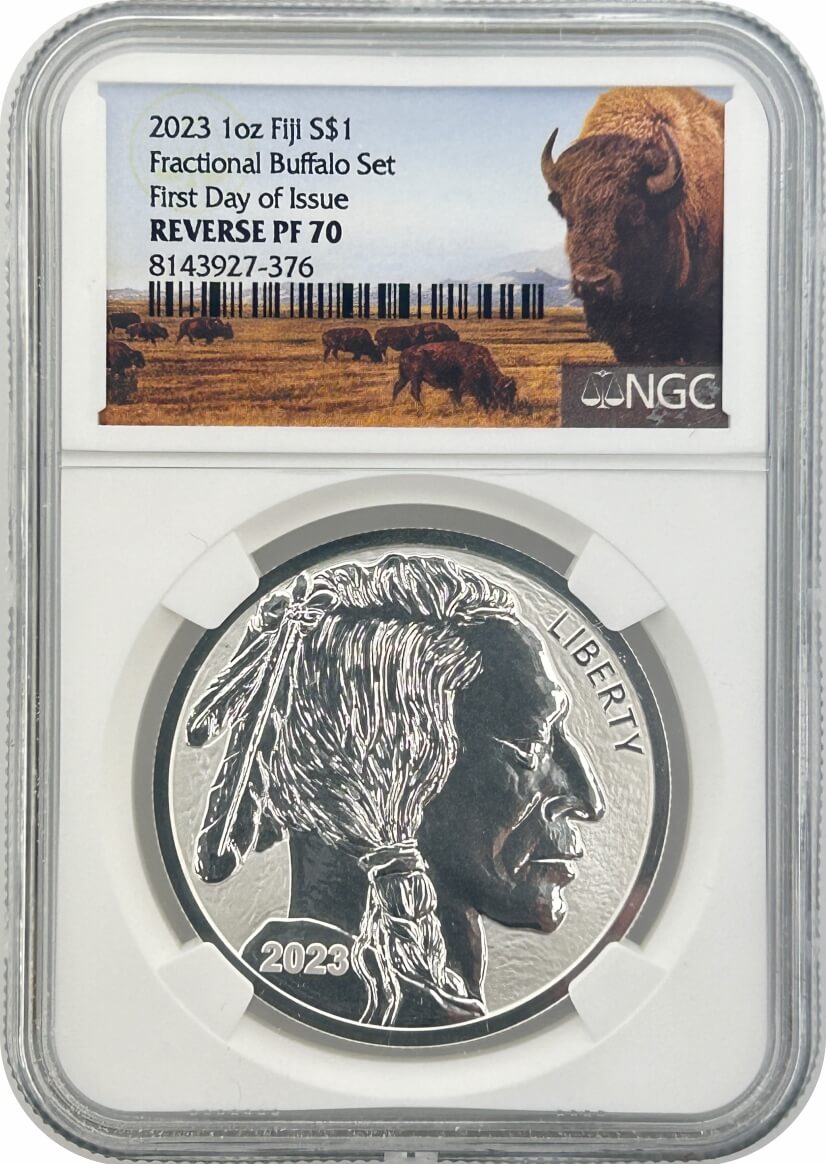 2023 Fiji Fractional Silver Buffalo Reverse Proof 4 Coin Set NGC