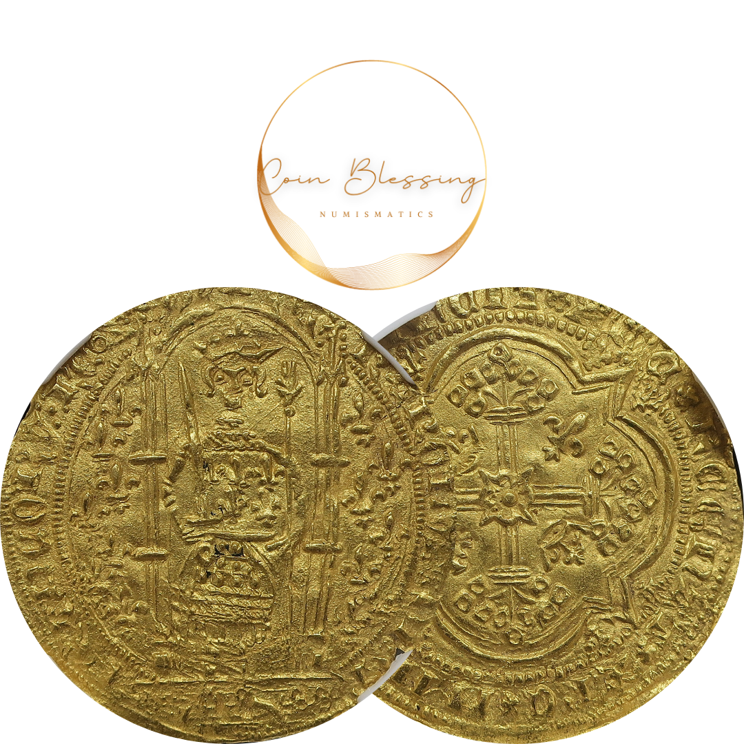 賢明王】1364-1380 フランス フランカピエ金貨 MS63 NGC シャルル5世