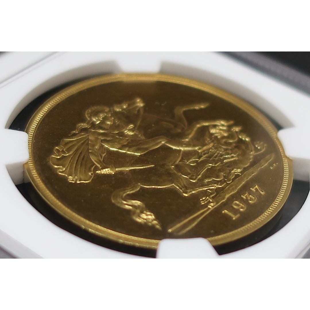 単年度発行】1937 イギリス 5ポンド金貨 ジョージ6世 PF64 NGC