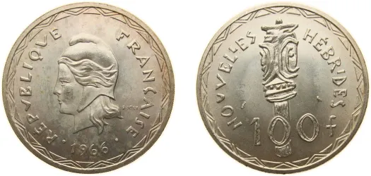 1966 100 Francs (New Hebrides) (BU) - Paris Mint - Vanuatu | Coins