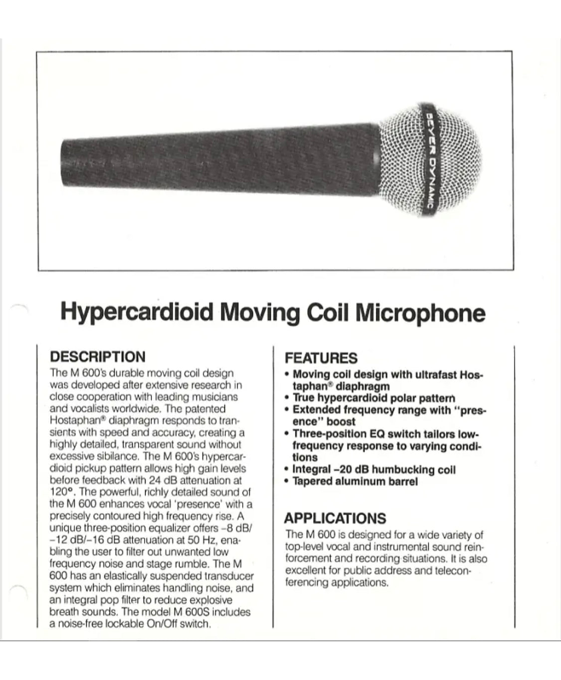 Beyerdynamic M600 Dynamic Microphone – Cole Picks Vintage