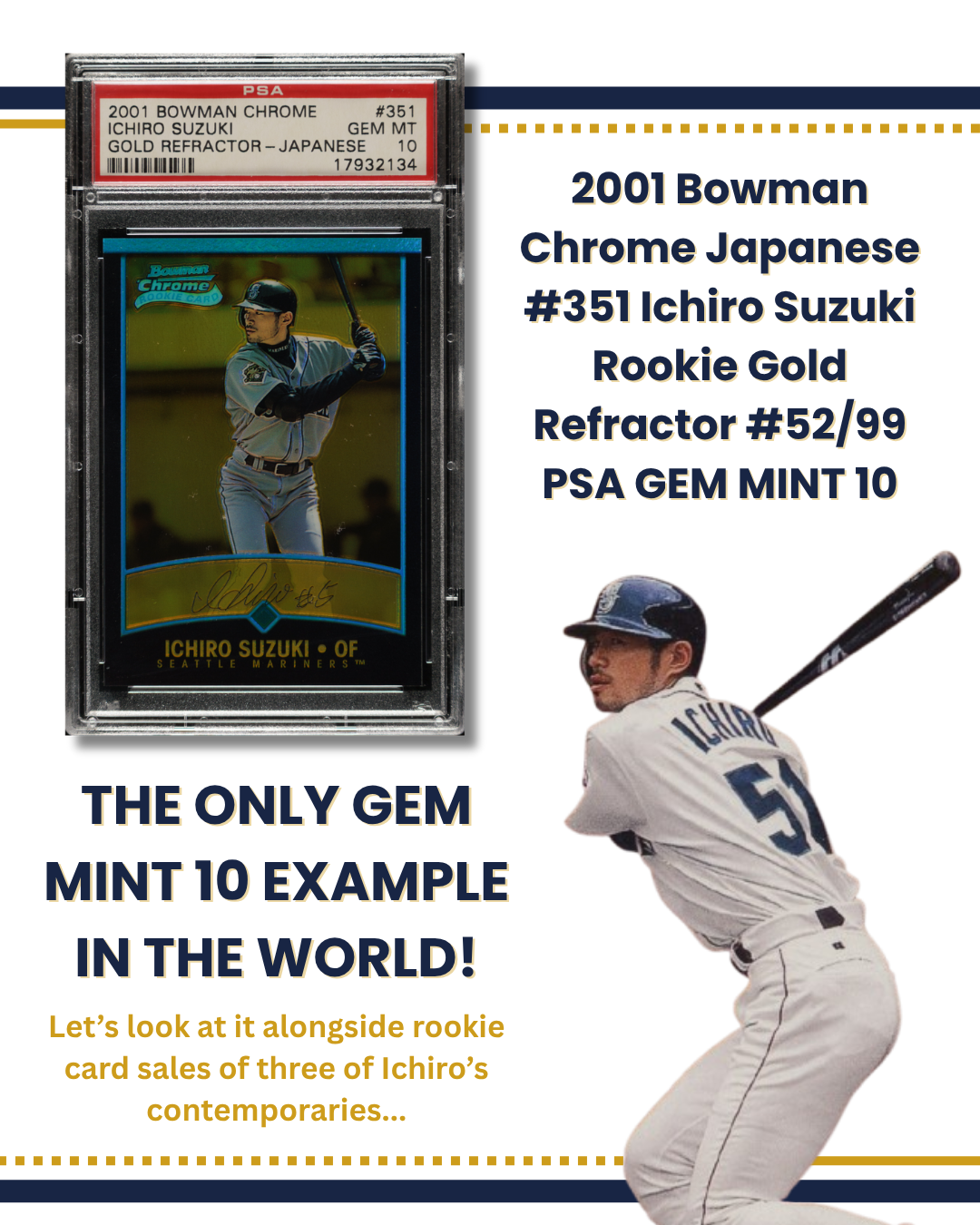 Lone PSA 10 Copy of Ichiro's 2001 Bowman Chrome Japanese Rookie