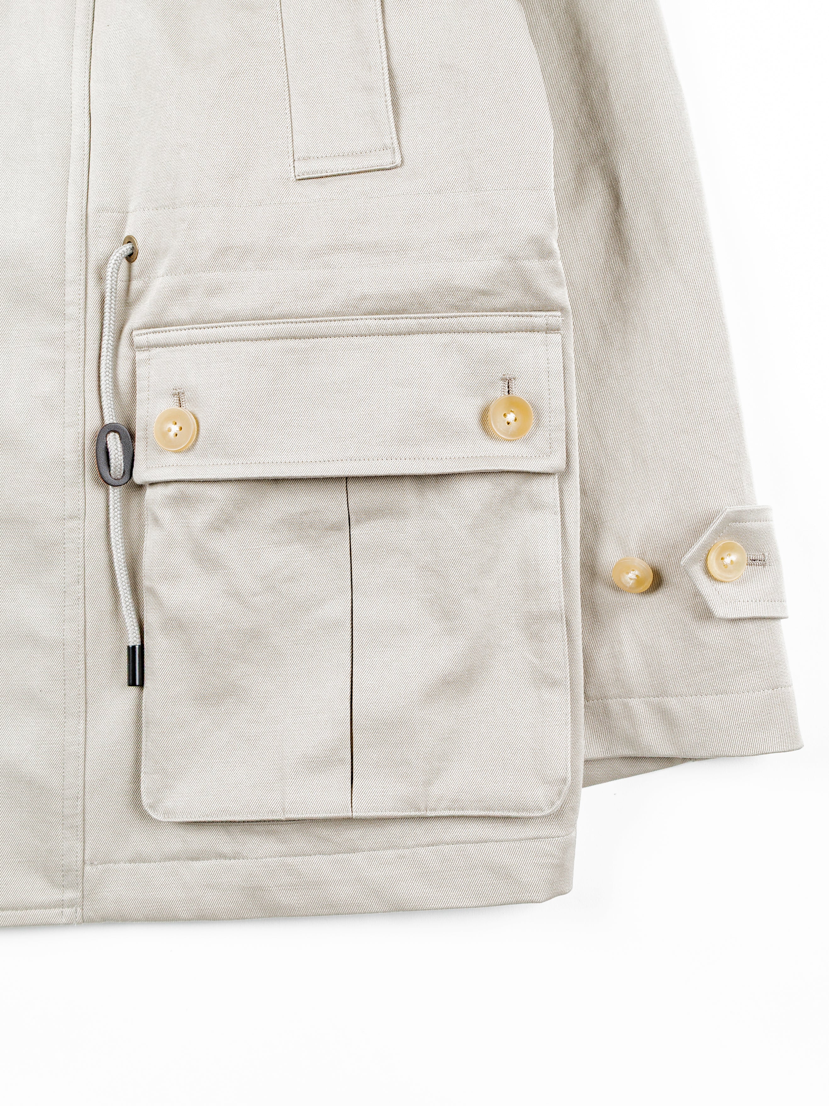 LEATHER COLLAR FINX/ZIMBABWE COTTON TWILL BLOUSON｜GREIGE – Cornier