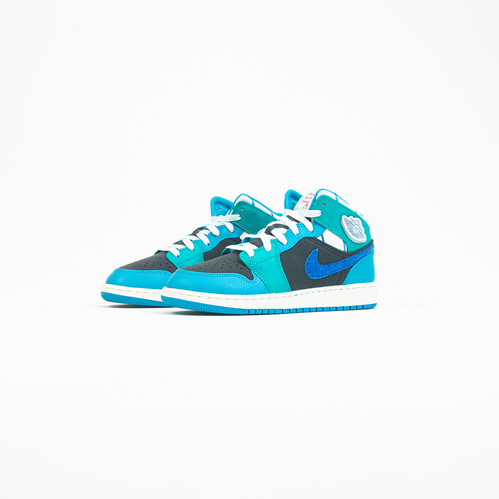 Air Jordan 1 Mid SS (GS) (Anthracite/Glacier Blue) – Corporate