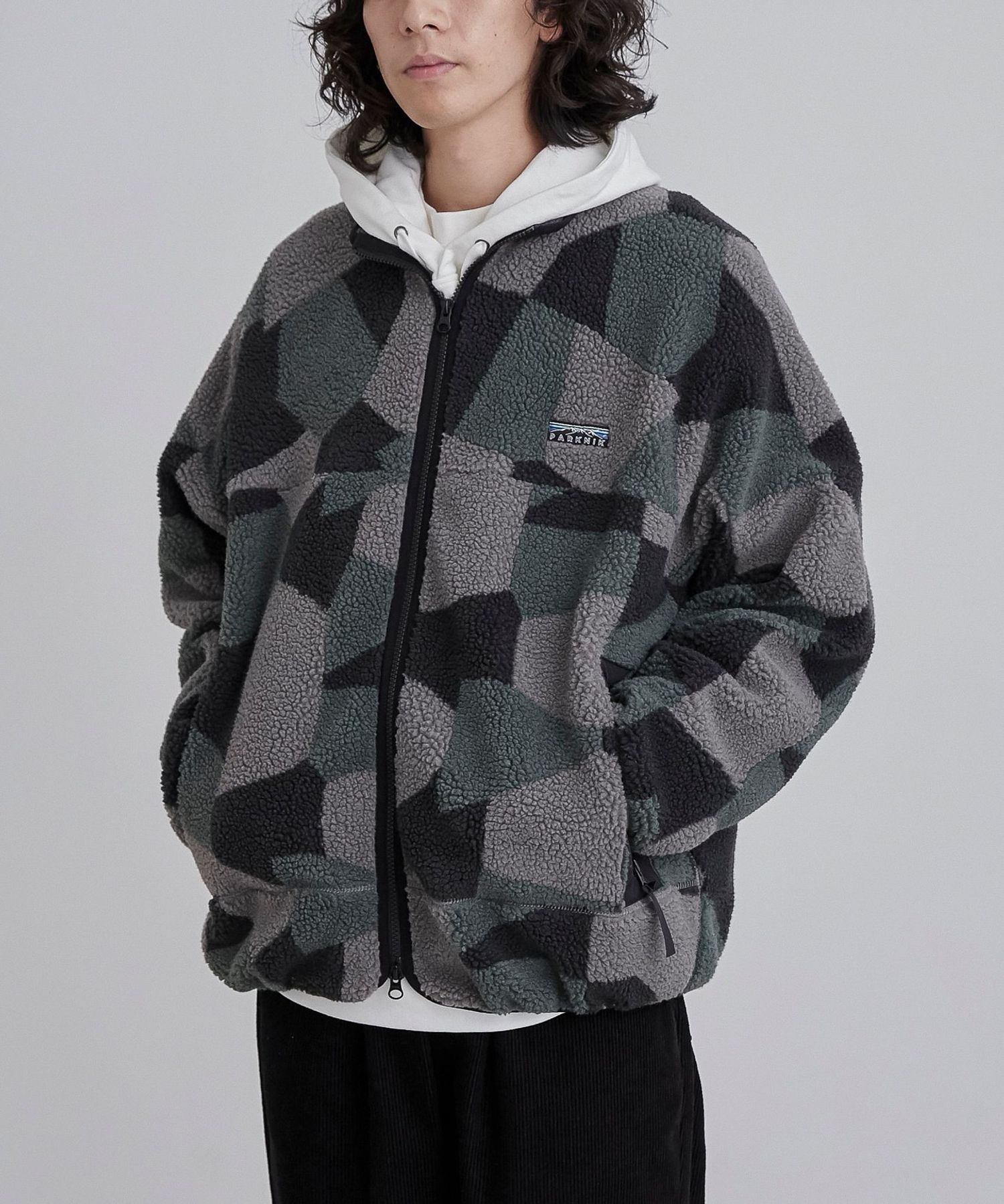 Parknik＞スタンドカラージャガードボアブルゾン