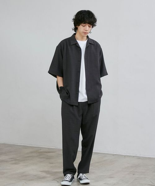 リネンライクオープンカラーシャツ