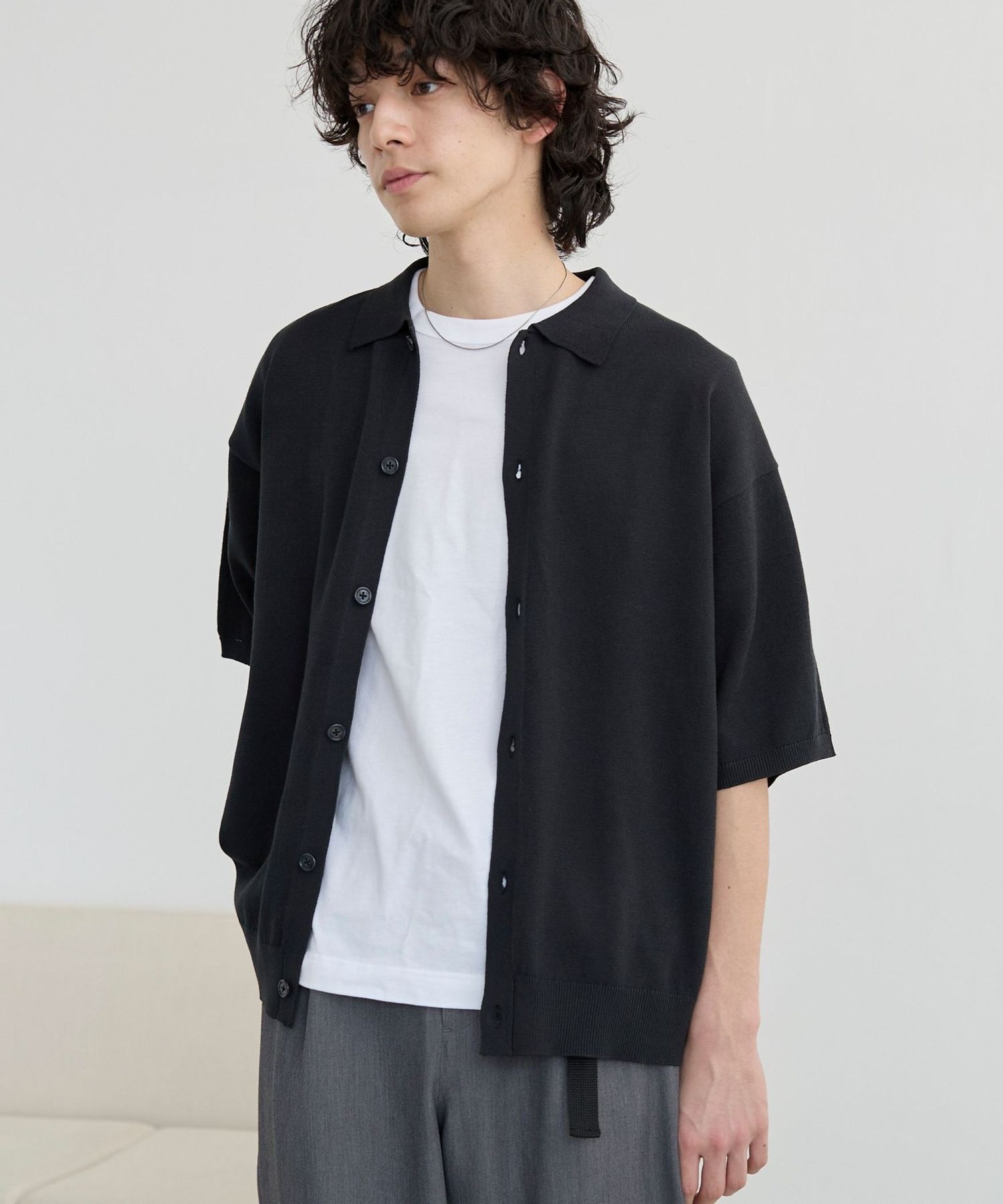 サラコニットポロカーディガン ー 洗濯機洗い/釣り干し可ー