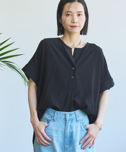 接触冷感ドルマンスキッパーブラウス