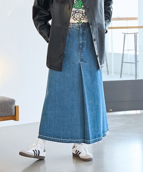 デニムフレアロングスカート