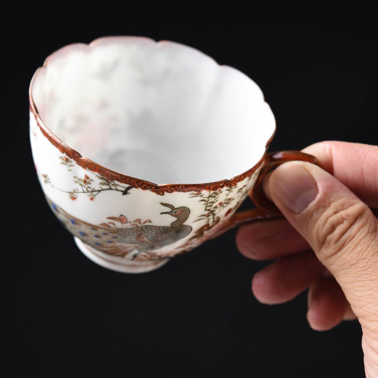 陶磁器 :: 花鳥孔雀図 高山一二 横浜・東京焼 カップ&ソーサー