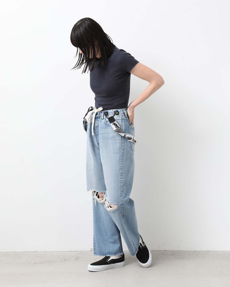 DAMAGE DENIM SUSPENDER PANTS（LIGHT INDIGO） – COVERCHORD