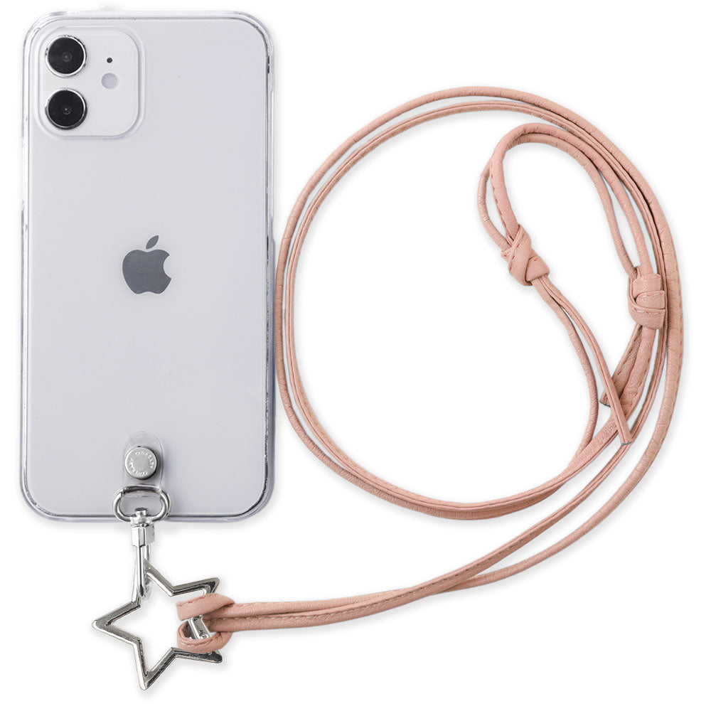 クリアケース 本革 星型リングショルダーストラップ(金具調整なし)付き