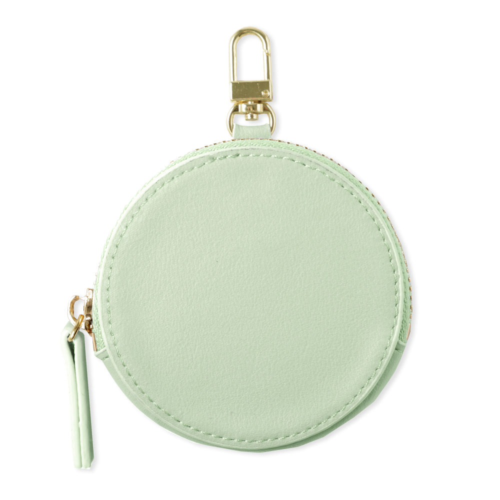 ヴィーガンレザー くすみパステルカラー スムースレザー調 丸ポーチ