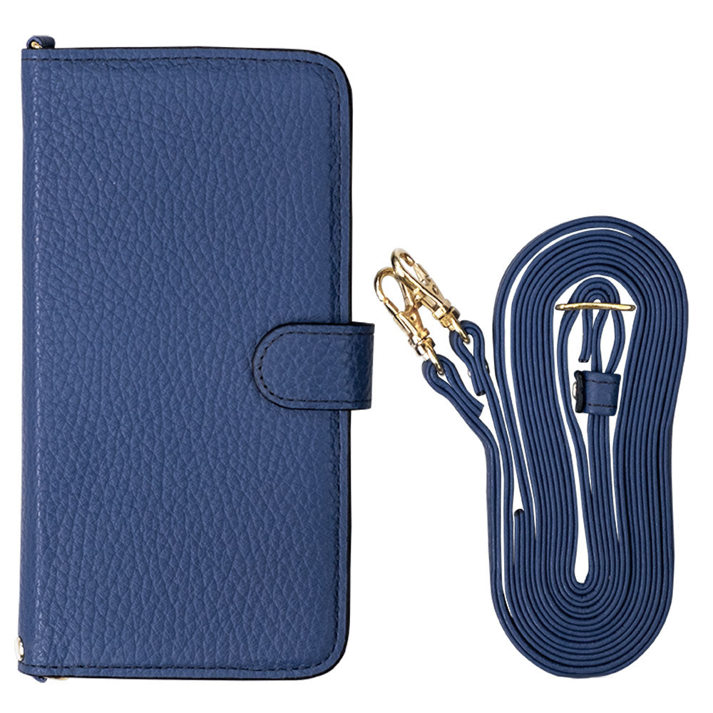 本革 32色 イタリアンシュリンクレザー ショルダーストラップ付 手帳型