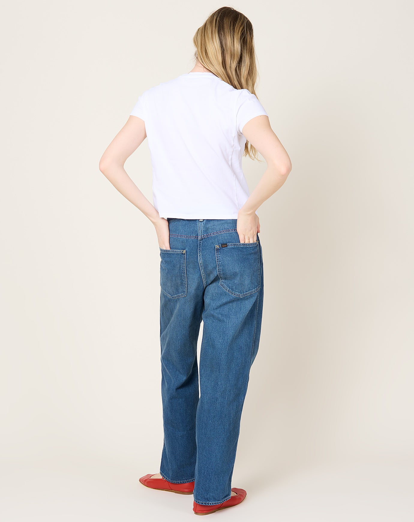 Adjustable Waist Denim Pants in Medium Wash | Chimala | Covet +