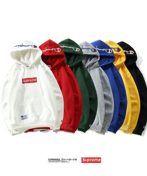 シュプリームxチャンピオン パーカー champion supreme フーディ 厚手
