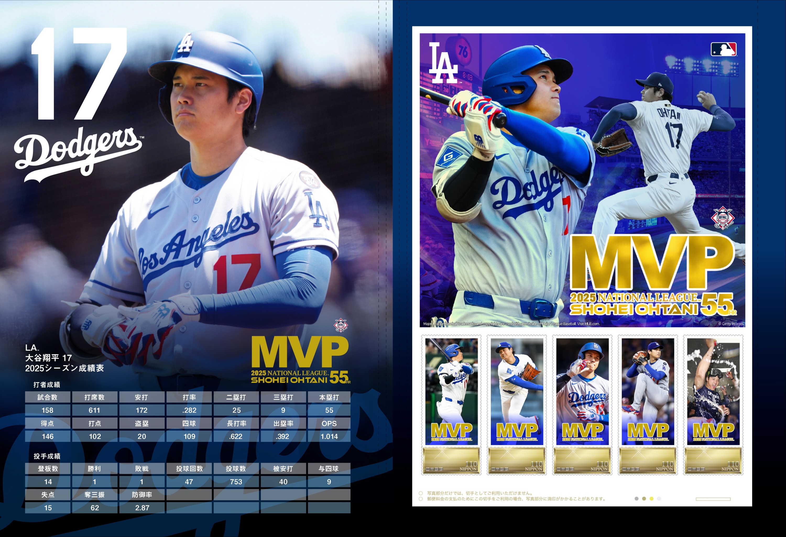 2025 NL MVP受賞記念 大谷翔平プレミアムフレーム切手セット」20日から
