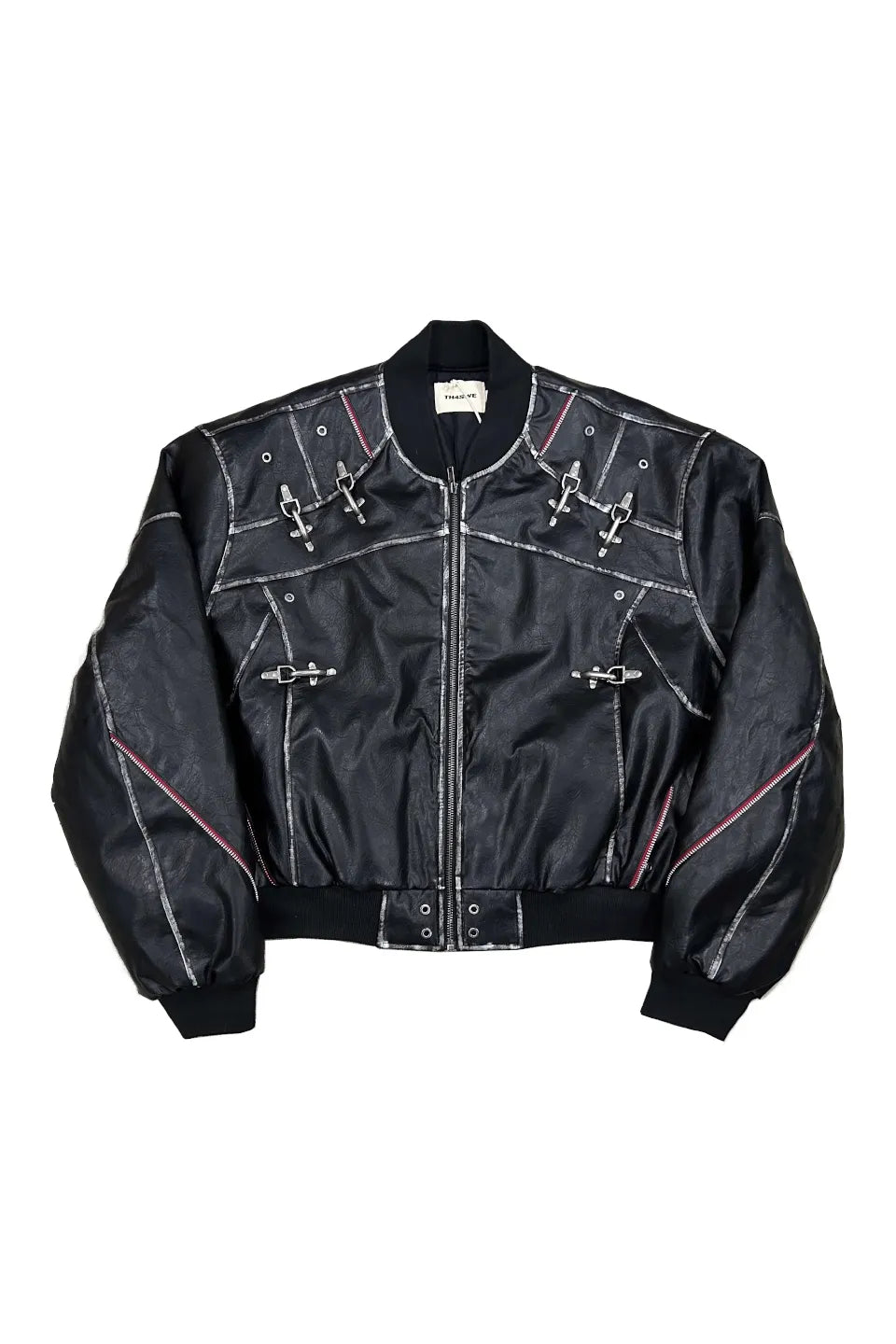 FOURTH3EX | Napoleon Cording Embroidered PU Leather Jacket