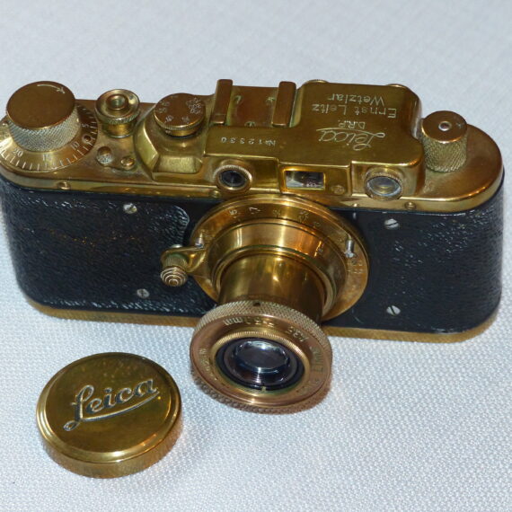 Fed / Zorki gold plated Leica II replica camera with 50/3,5 Elmar