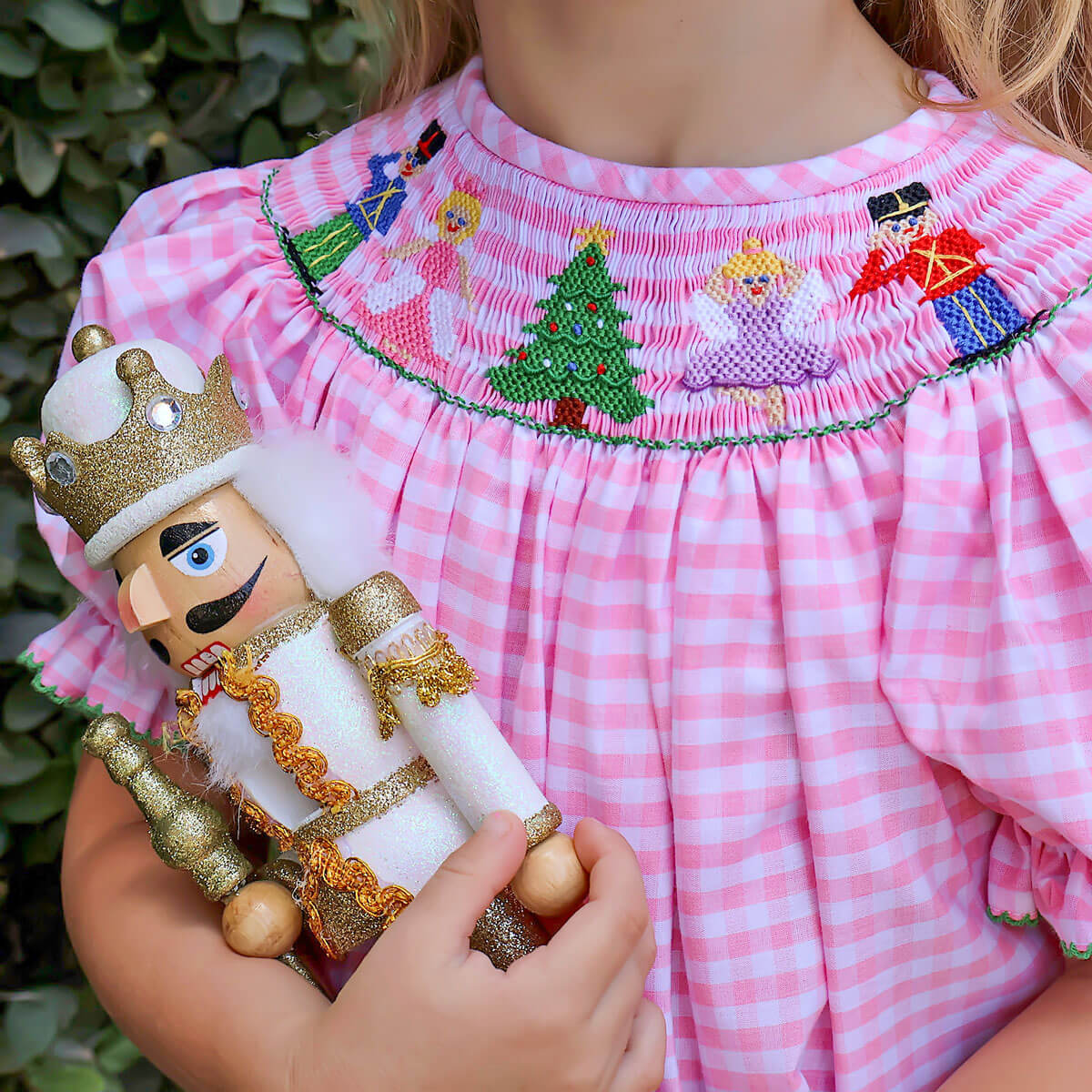Nutcracker Christmas Smocked Long Bubble – Classic Whimsy
