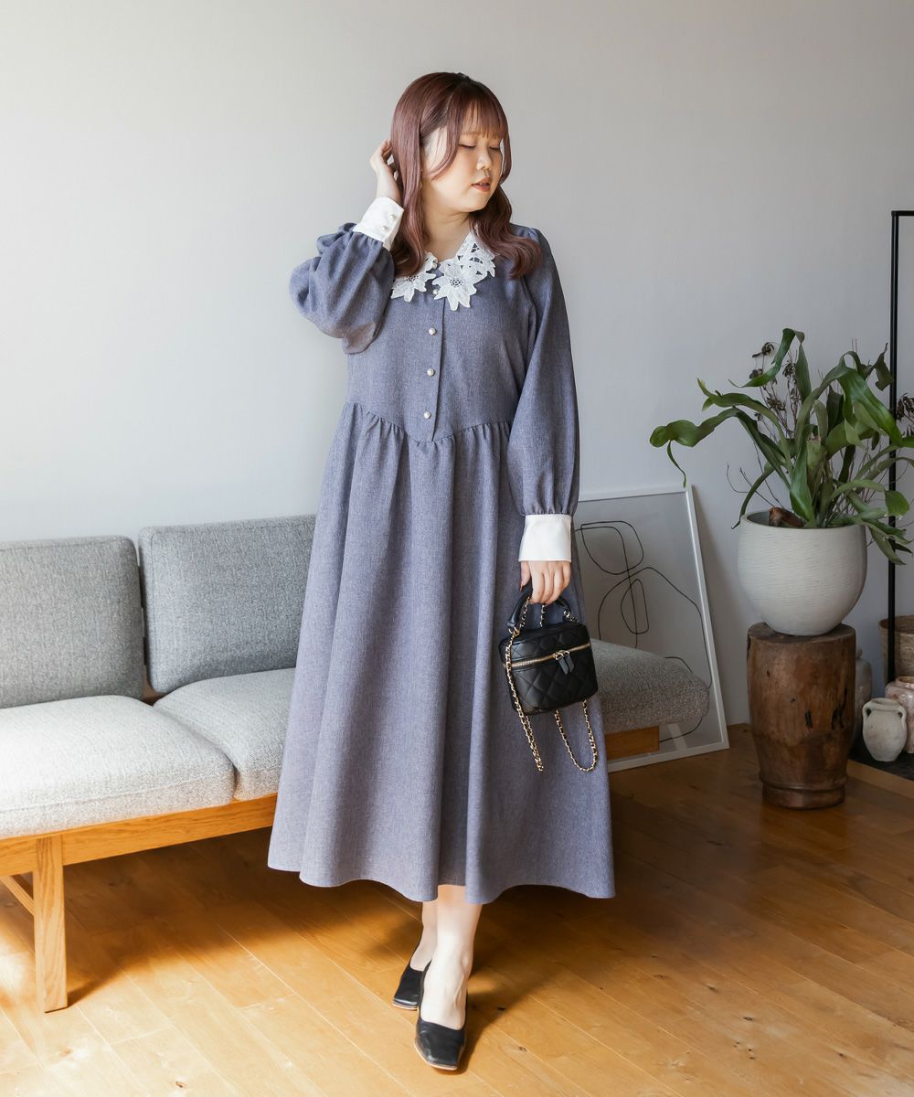 CLETTEオリジナル☆レース襟ワンピース | 大きいサイズ レディース専門