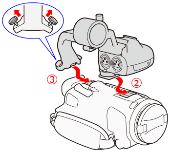 業務用ビデオカメラ】ハンドルユニットHDU-1、外部マイクの取り付け