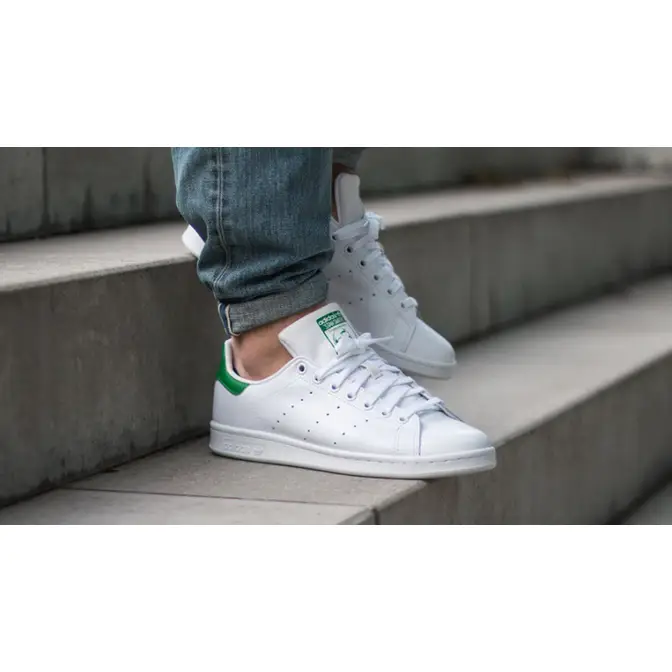 Mens Adidas Stan Smith Leather Trainers - White/Green - UK SIZE 8