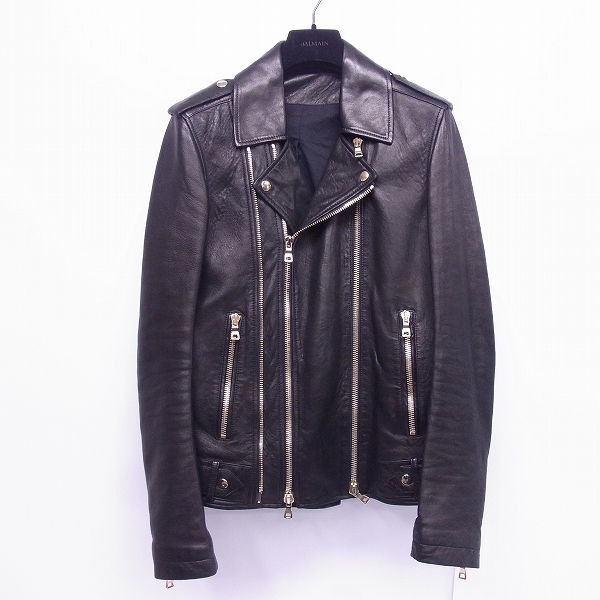 BALMAIN/バルマン 17SS レザーバイカーライダースジャケット