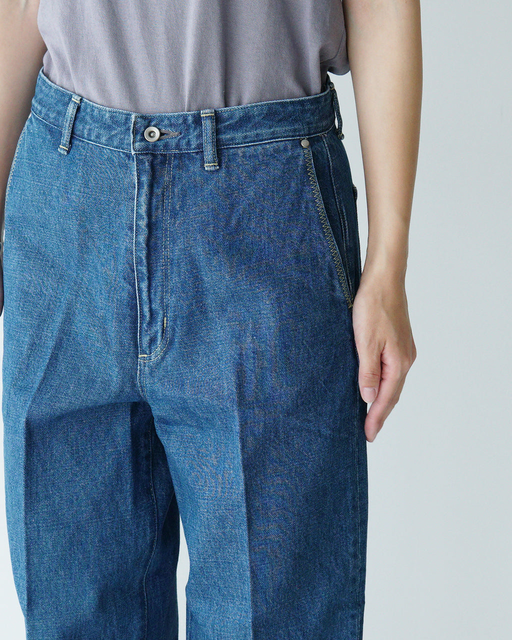 ジョイスアディッド デニムパンツ レディース センタープレス フレア