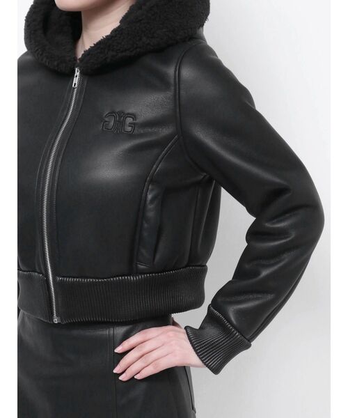 GYDAフーディーフェイクレザーボアコート – CROCHU