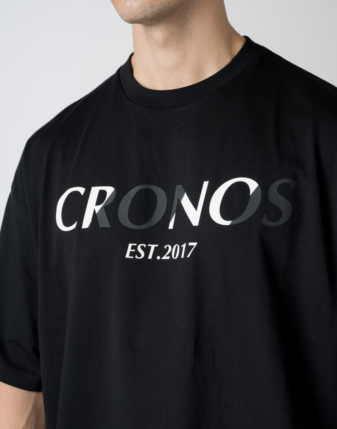 CRONOS FRONT BACK CONTRAST T-SHIRT【BLACK】